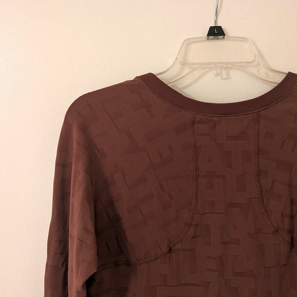 Athleta Momentum Monogram Seamless Long Sleeve Top Brown Size L - Picture 5 of 8